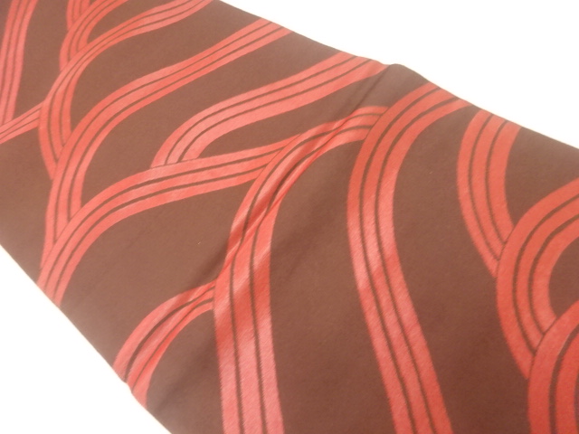 JAPANESE KIMONO / ANTIQUE FUKURO OBI / SILK / WOVEN WAVES